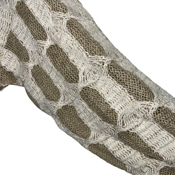 Positano Womens Sweater Size Medium Oversized Lagenlook Cotton Blend Tan White - Picture 6 of 13